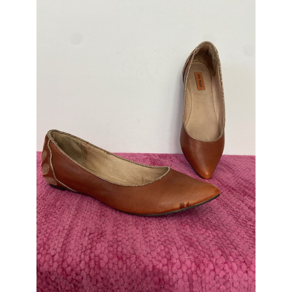 Miz Mooz Jodi Leather Slip On Flats Whiskey Brown Size 6